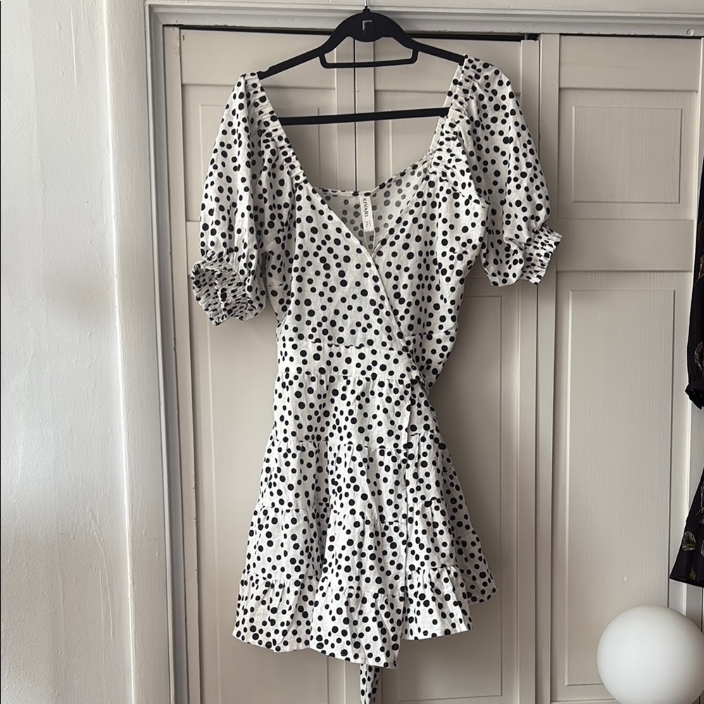Kivari Black and White Spotted Mini Dress